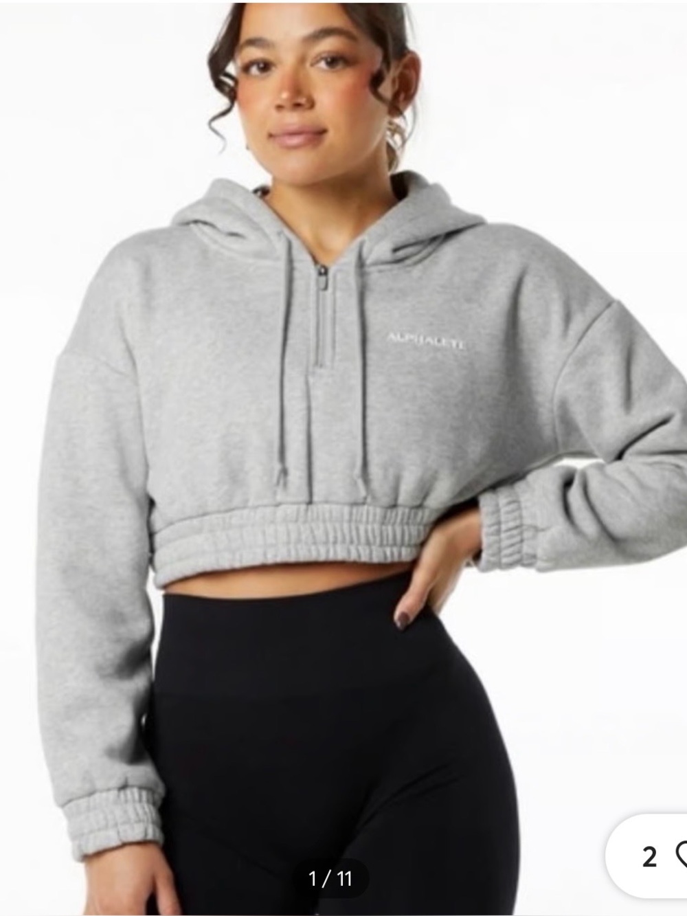 Alphalete Signature Performance Half-Zip Cropped Hoodie size M